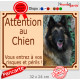 Photo personnalisable, plaque portail beige sable "Attention au Chien, risques périls" look plaque de rue crème 32 cm