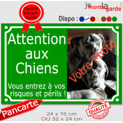 Photo Personnalisable, plaque portail pluriel "Attention aux Chiens, Risques Périls" 7 couleurs, 2 tailles D