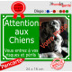 Photo personnalisable, plaque pluriel portail Vert Gazon "Attention aux Chiens, risques périls" look plaque de rue 24 cm