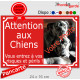 Photo personnalisable, plaque pluriel portail Rouge "Attention aux Chiens, risques périls" look plaque de rue 24 cm