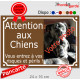 Photo personnalisable, plaque pluriel portail Marron Chocolat "Attention aux Chiens, risques périls" look plaque de rue 24 cm