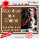 Photo personnalisable, plaque pluriel portail Marron Chocolat "Attention aux Chiens, risques périls" look plaque de rue 32 cm