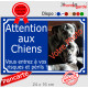 Photo personnalisable, plaque pluriel portail Bleu marine foncé "Attention aux Chiens, risques périls" look plaque de rue 24 cm