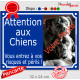 Photo personnalisable, plaque pluriel portail Bleu marine foncé "Attention aux Chiens, risques périls" look plaque de rue 32 cm