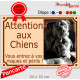 Photo personnalisable, plaque pluriel portail beige Sable "Attention aux Chiens, risques périls" look plaque de rue 24 cm