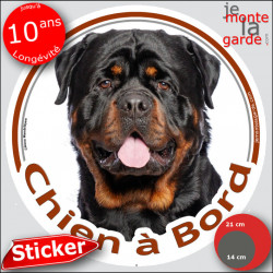 Rottweiler, sticker voiture rond "Chien à Bord" 2 tailles