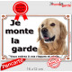 Golden Retriever Tête, Plaque portail "Je Monte la Garde, risques périls" panneau photo pancarte attention au chien