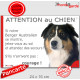 Berger Australien Tricolore Noir Tête, Panneau Attention au Chien marrant drôle, affiche plaque, jetez-vous au sol et attendez 