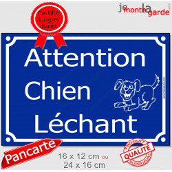 Plaque portail humour "Attention au Chien Léchant" 2 tailles C