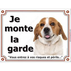 Beagle Fauve, plaque portail "Je Monte la Garde" 2 tailles LUX D