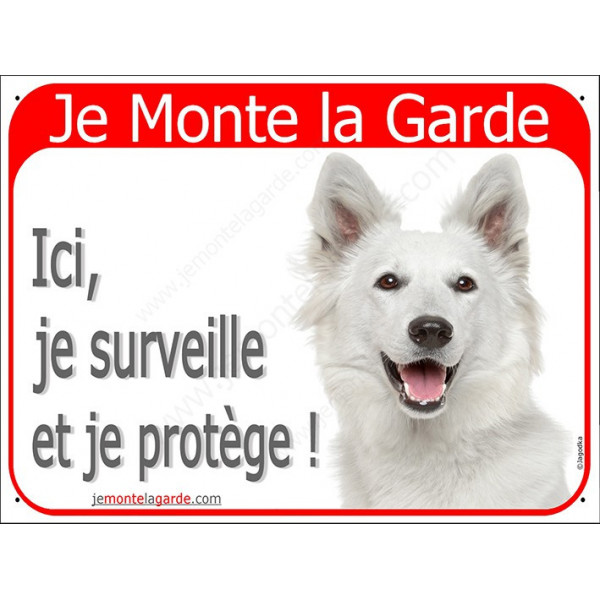 Berger Blanc Tête Plaque Portail Je Monte La Garde 2 Tailles Red A