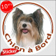 Yorkshire Terrier Biewer Tête, sticker autocollant rond "Chien à Bord" Disque photo adhésif vitre voiture