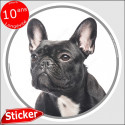 Bouledogue Français noir, sticker autocollant rond "photo" 15 cm