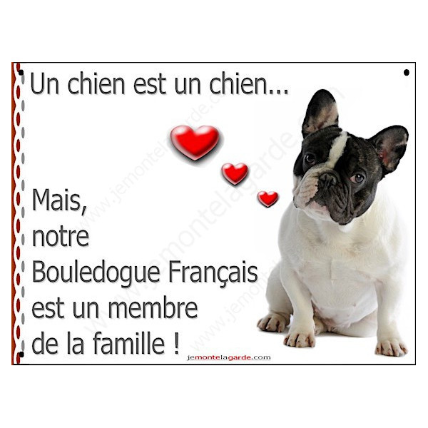 Bouledogue Français Caille Plaque Portail Un Chien Est Un Chien Membre De La Famille Pancarte Affiche Panneau Blanc Et Noir