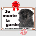 Cane Corso tout noir, plaque portail "Je Monte la Garde" 2 tailles LUX D