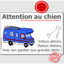 Plaque ou Sticker "Attention au Chien" Camping-Car 24 cm OBI C