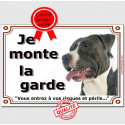 Amstaff noir, plaque portail "Je Monte la Garde" 2 tailles LUX D