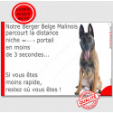 Malinois, plaque humour "distance Niche - Portail" 24 cm 3SEC