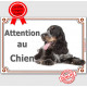 Cocker Anglais Tricolore blanc, noir et feu, plaque portail "Attention au Chien" panneau pancarte affiche photo