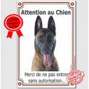 Malinois, plaque verticale "Attention au Chien" 24 cm VL