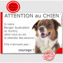 Aussie Tricolore Rouge, plaque humour "Jetez Vous au Sol, Attention au Chien" 24 cm JET