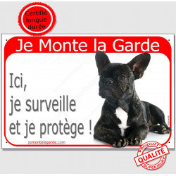 Bouledogue Français, plaque rouge "Je Monte la Garde" 24 cm RED