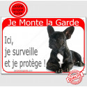 Bouledogue Français, plaque rouge "Je Monte la Garde" 24 cm RED