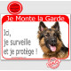 Berger Allemand Poils Longs Tête, Plaque Portail Je Monte la Garde, surveille protège, pancarte, panneau attention au chien