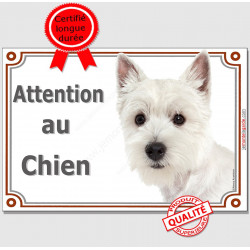 Westie Tête, plaque "Attention au Chien" pancarte panneau West Highland White Terrier photo