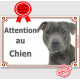 Staffie Bleu gris, Plaque portail "Attention au Chien", panneau affiche pancarte staffy photo Staffordshire Bull Terrier