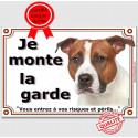 Amstaff fauve, plaque portail "Je Monte la Garde" 2 tailles LUX D