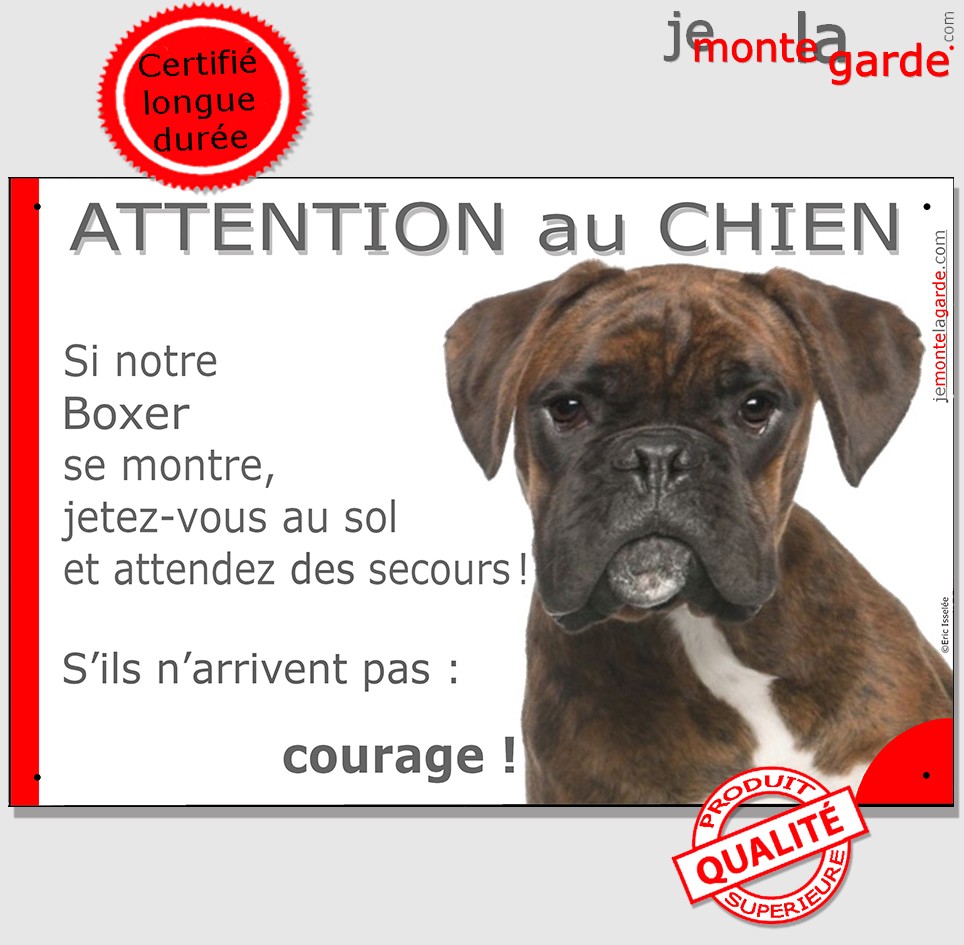 Boxer Bringe Tete Panneau Attention Au Chien Marrant Drole Plaque