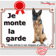 Berger Allemand poils courts, Plaque portail "Je monte la garde, risques périls" panneau photo pancarte attention au chien