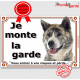 Akita Inu bringé Japonais, plaque portail "Je Monte la Garde, risques et périls" pancarte bringué attention au chien photo