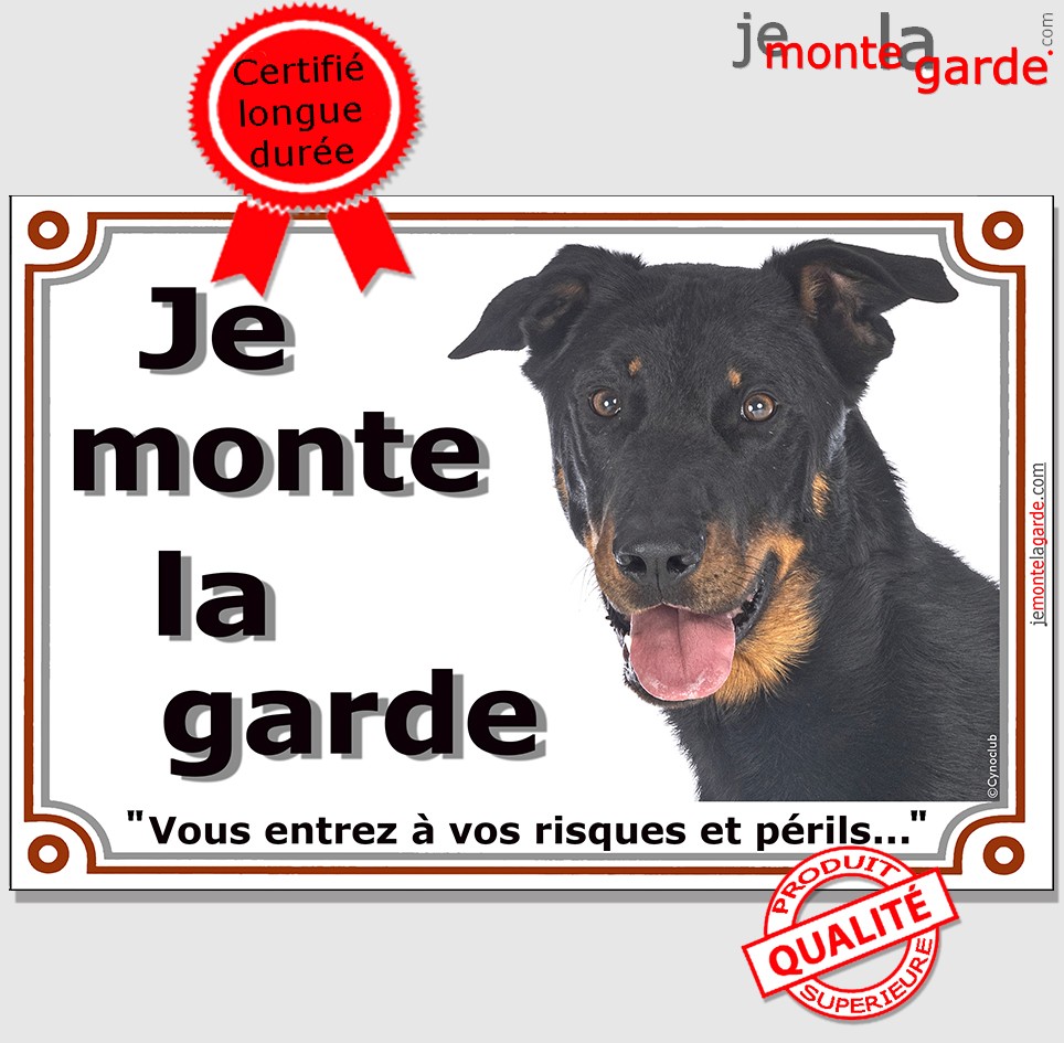 Plaque Beauceron humour monte la garde à ce jour facteur panneau de porte  d'entrée et portail pancarte en aluminium chien 15x20 -  France