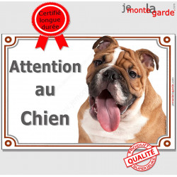 Bulldog Anglais, plaque portail "Attention au Chien" 24 cm LUX