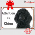 Caniche Noir, plaque portail "Attention au Chien" 24 cm LUX