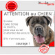 Cane Corso bringé, Panneau portail humour "Attention au Chien, se montre, jetez-vous au sol et attendez secours" plaque photo