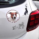 Photo client - Am-Staff fauve et blanc, sticker rond "Chien à Bord" disque photo autocollant american Staff marron