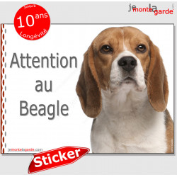 Beagle, autocollant "Attention au Chien" 16 cm