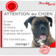 Boxer bringé, plaque humour "Jetez Vous au Sol, Attention au Chien" Pancarte photo drôle, panneau marrant amusant rigolo