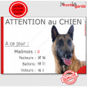 Malinois, plaque portail humour "Attention au Chien, Nombre de Voleurs, ballons, facteurs" 24 cm