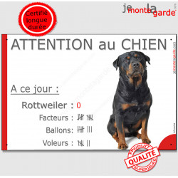 Rottweiler Tête, Panneau portail Attention au Chien, jetez-vous au sol