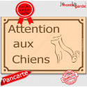 Plaque Portail "Attention aux Chiens" Rue Beige pluriel 2 tailles D