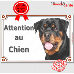 Rottweiler, plaque portail photo "Attention au Chien" 24 cm LUX