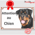 Rottweiler, plaque portail photo "Attention au Chien" 24 cm LUX