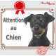 Pinscher Noir et Feu Tête, plaque portail "Attention au Chien" panneau photo affiche pancarte porte entrée