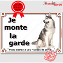 Husky, plaque portail "Je Monte la Garde" 24 cm LUXE