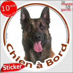 Berger Belge Malinois, sticker voiture rond "Chien à Bord" 2 tailles D