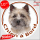 Cairn Terrier Tête, sticker autocollant rond "Chien à Bord" Disque photo adhésif vitre voiture